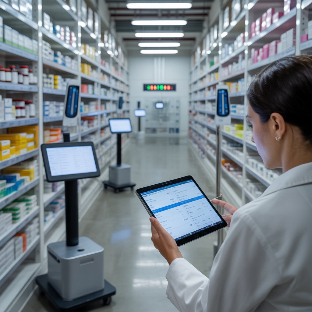 Modern pharmaceutical warehouse with organized medicine storage and inventory management system in Afghanistan