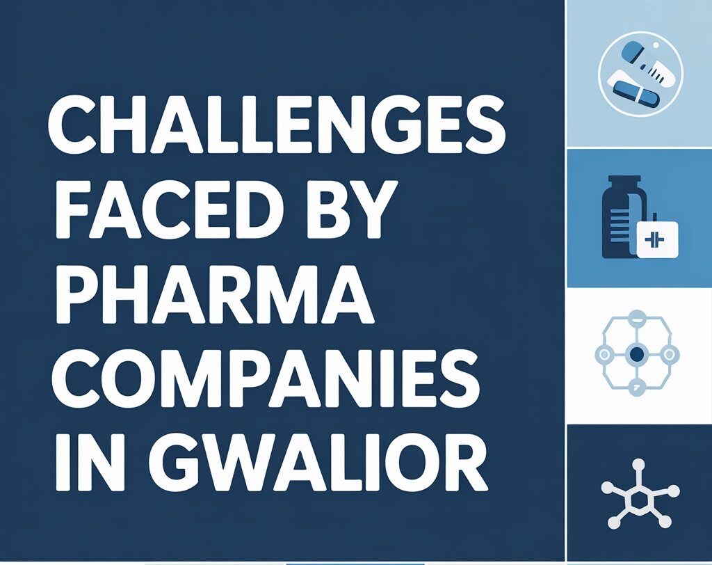 Challenges Faced by Pharma Companies in Gwalior infographic showing regulatory compliance, GMP issues, and pharma consultancy solutions in Gwalior
