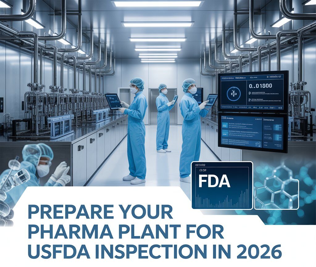 USFDA inspection 2026 pharma plant compliance checklist with GMP audit readiness, SOP review, documentation control, and CAPA preparation steps