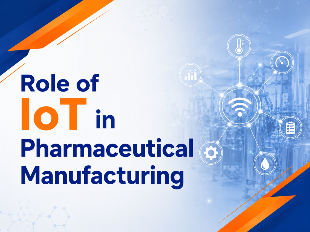Digital pharmaceutical manufacturing facility using IoT technology for real-time monitoring, automation, and smart production processes in the pharma industry.
