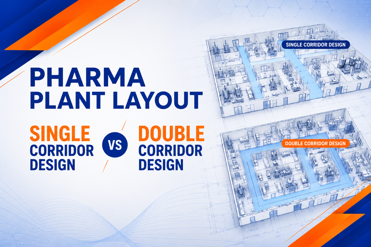 Pharmaceutical Plant Layout showing GMP-compliant facility design with production areas, material flow, cleanrooms, utilities, and quality control zones for pharmaceutical manufacturing.